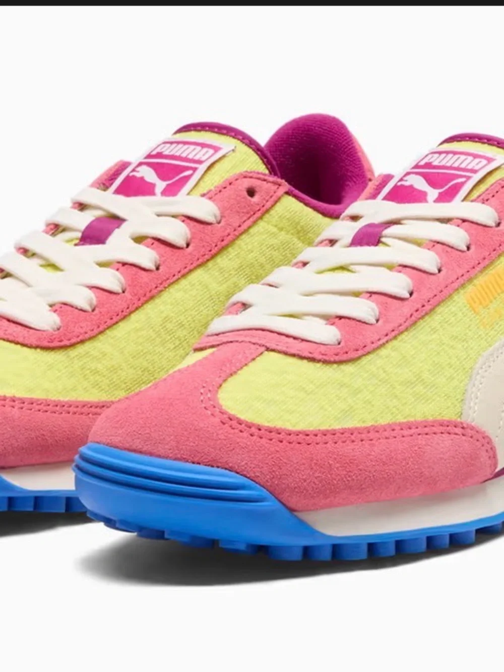 Puma Women's Pink, Lime & Blue Easy Rider Brights Retro Style Runner Sneakers - Picture 2 of 3